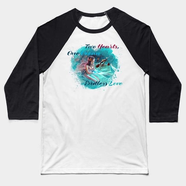 Sapphire Serenity: A Mermaid's Touch (Cerulean Heart w/ Text) Baseball T-Shirt by DJ45Artworks